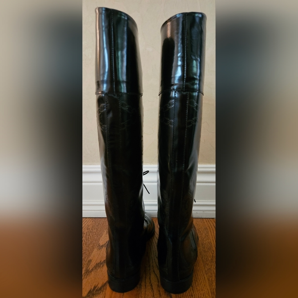 Larry Stuart Patterened Patent Leather Tall Knee High Boots-Size 7.5 - Picture 5 of 9